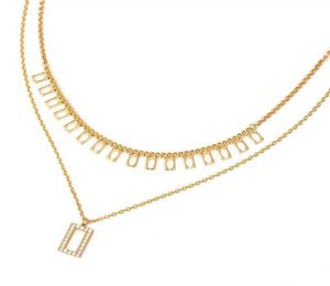 345N 2 ketting geometrie hanger kettingen voor sexy vrouwen Europa sieraden verguld 18k goede kwaliteit8568659