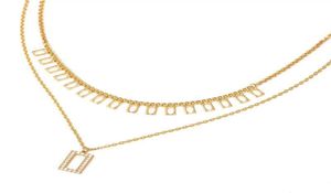 345N 2 ketting geometrie hanger kettingen voor sexy vrouwen Europa sieraden verguld 18k goede kwaliteit6997367