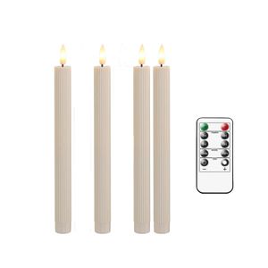 346 stukken afstandsbediening decoratief gestreepte kerstkaarsen 10 inch beige plastic timer flameless batterij kaars warm licht 240430