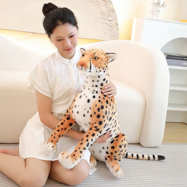 34cm-66cm Big Leopard Plush Toys Géant jaune guéphes molle en peluche bouchette animal animal Doll Toys for Friends cadeau d'anniversaire