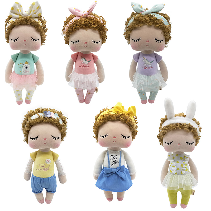 34cm Metoo Angela Curls Dolls Stuffed Toy Plush Children Girls Toys Cartoon Rabbit Dress Soft Doll for Girls Children Boys Baby Gifts