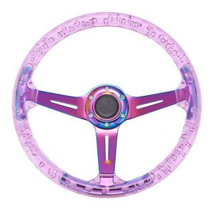 Volant de course ABS transparent rond de 34 cm avec rayons en alliage à plat profond de nombreuses couleurs au choix