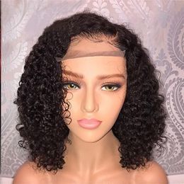 Peluca con malla frontal sintética de 34cm, pelucas de cabello humano de simulación, perruques de cheveux humains FY84596384 para mujeres negras