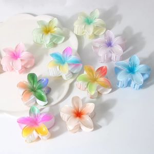 Pince à cheveux en forme de fleur Plumeria, 34 couleurs, pour femmes et filles, pinces à cheveux douces, bandeau en crabe, accessoires pour cheveux d'hiver