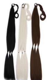 34 pouces 180g Extensions de queue de cheval tressée synthétique longue queue de poney de poney à cheveux noire avec cravate pour les femmes Fiber à haute température 1418444