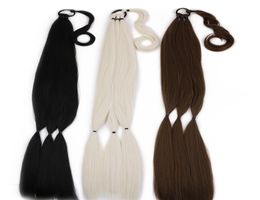 34inch 180g Extensions de queue de cheval tressé synthétique longue queue de poney de poney à cheveux noire avec cravate pour les femmes Fiber à haute température5573386