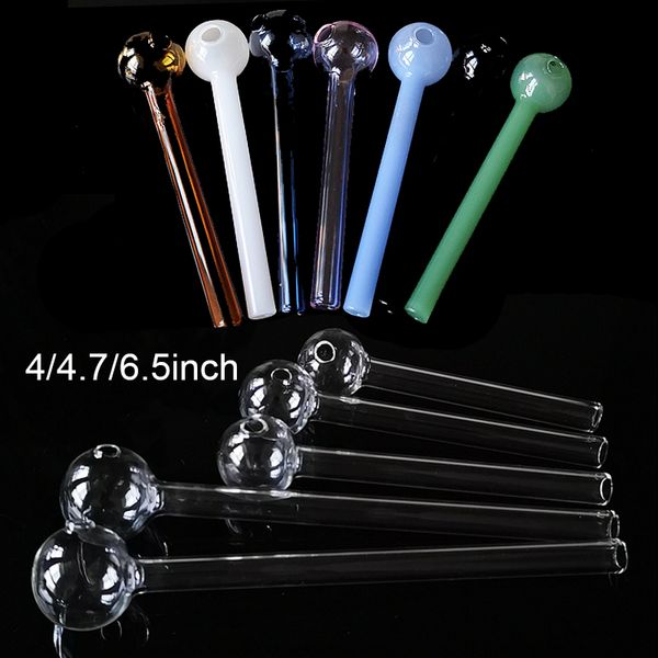 4inch Fumer Pipes Clair Coloré Pyrex Verre Transparent Brûleur À Huile Tube 12cm 10cm 16.5cm Tobcco Herb Burning Nail Tips Accessoires Fumeurs