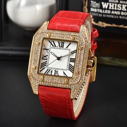 34 mm 42 mm hombre mujer reloj Reloj cuadrado de diamante de alta calidad Reloj de cuarzo automático de acero inoxidable Reloj deportivo para hombre Correa de cuero