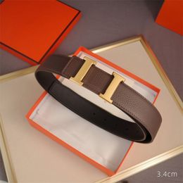 34mm Ceinture de créateur pour femmes classique en cuir hommes ceintures or boucle lisse Ceinture de luxe accessoires de mode Ceinture cadeau