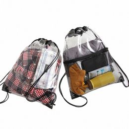 34x45 cm Nueva mochila con cordón transparente Almacenamiento de frutas Tote Gym Bag Sport Pack Unisex Gran capacidad Ligero Beach Backpa X5qq #