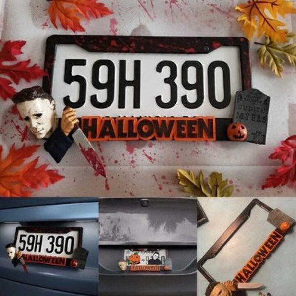 Cadre de plaque d'immatriculation de voiture Halloween 35x23cm, en fer personnalisé Michael Myers pour voitures SUV camions