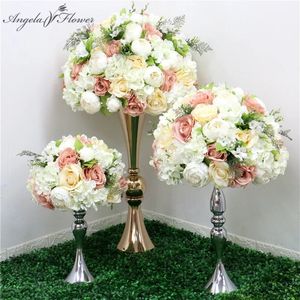 35/45 / 50 cm Silk Rose Hortensia Péonies Artificiel Flower Ball Centresses Party Fellow Decor Decor Table Floral Ball 240416