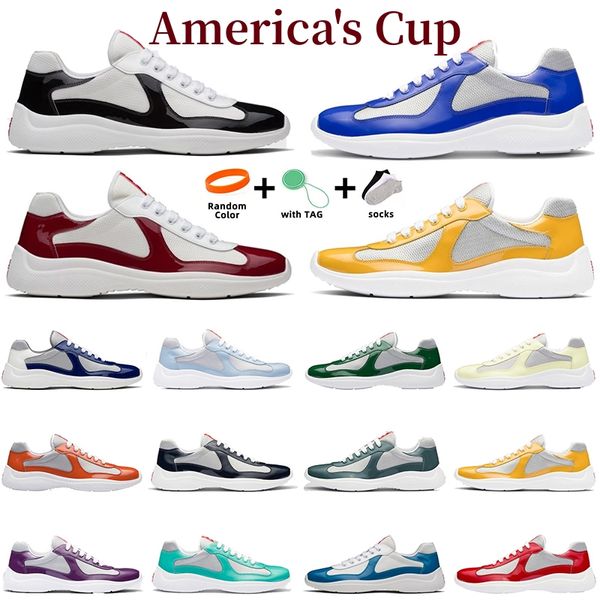 35-46 Designer Americas Cup Mens Chaussures décontractées Runner Femmes Chaussures Sports Low Top Sneakers Chaussures Men de caoutchouc Sole Tissu Patent Le cuir en gros