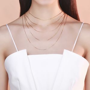 35-60 cm 0,75 mm dun een real 925 Sterling zilveren goud kleur achthoek slangenketens lange ketting vrouwen kinderen meisjes sieraden kolye colier