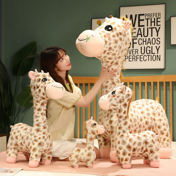 Juguetes de Peluche de jirafa de dibujos animados de 35-65cm, lindos ciervos, juguetes de Peluche, almohada de Animal suave, regalo para niños y bebés