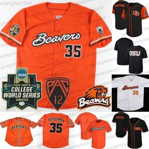 #35 Adley Rutschman Oregon State Beavers Jersey NCAA 2023 World Series PAC 12 Patch Custom Any Name Number Baseball Jerseys