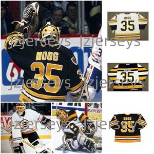 35 ANDY MOOG Boston Retro CCM Hockey Jersey 1990 1992 Brodé Bruins Vintage Maillots pour hommes femmes jeunes