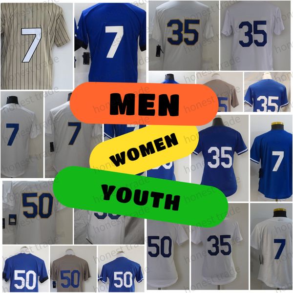 35 Cody Bellinger Blue Mookie Betts Hombres Jersey de béisbol Mujeres 7 Julio Urias Juvenil Blanco Camiseta Costa Camiseta Uniformes Sportswear