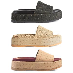 spiegel kwaliteit slipper luxe sandaal dames heren Slide Designer schoen zwart wit platform Met doos canvas Casual Strand Zomer zwembad sandaal comfort Sliders Mule dame