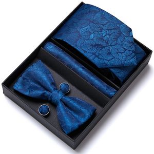 35 цветов, оптовая продажа, высококачественный праздничный подарок для мужчин, шелковый галстук и нагрудный платок, галстук-бабочка, запонки, синий цветок, коробка для галстука