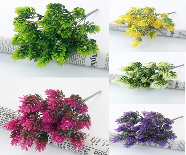 35 Headsbundle Pine Cone Simulation Pineapple Grass Artificial Plantes DIY Vases maison pour décoration Fake Plastic Flower Pompon7418009
