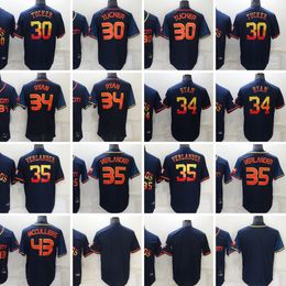 35 Justin Verlander Nieuwe honkbaltrui 30 Kyle Tucker 34 Nolan Ryan 43 Lance McCullers Jr. Blanco Stitched Jerseys