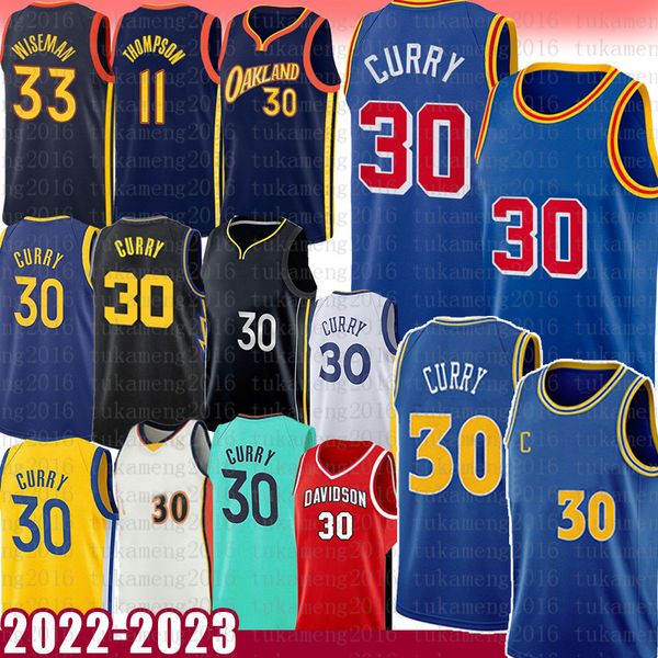 Maillots de basket-ball Stephen Curry Chemises pour hommes Wiseman Klay Thompson 75e anniversaire City Jersey 30 33 11