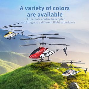 35 Pass Alloy Remote Control Airplane USB Charging Helicopter with LED Light Wireless RC Aircraft Toy Enfants Birthday Gift 240520