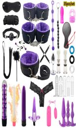 35 pièces ensemble produits de sexe jouets sexuels pour femmes BDSM sexe bondage ensemble plug anal gode vibrateur fouet menottes jouets pour adultes jeu d'esclave MX205094411