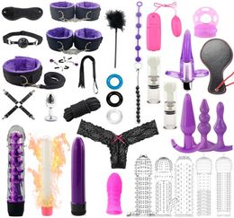 35 stuks set sex producten erotische speeltjes voor volwassenen bdsm sex bondage set handboeien anaal plug volwassen spelletjes vibrator speeltjes voor vrouwen Y21588088