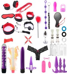 35 PCSSET SEX PRODUCTS TOYS ÉROTIVE POUR ADULTES BDSM SEXE BONSAGE Set Hand S Adult Game Dildo Vibrator Whip Sex Toys for Women Y19124465410
