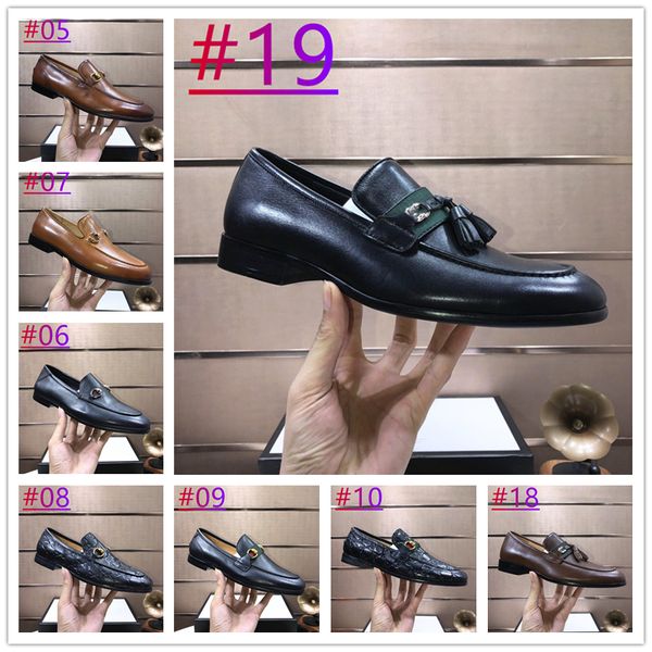 35 Style New G Mocassins Hommes Chaussures Habillées Bout Pointu Noir Blanc Marron Motif Crocodile Mocassins En Cuir Tête De Tigre Boucle Hommes Designer De Luxe Business Sneakers Chaussure