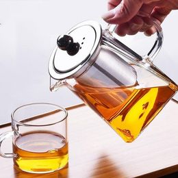 350-750 ML résistant à la chaleur en verre transparent cruche W infuseur café thé feuille à base de plantes Pot fleur théière lait jus conteneur 609 V2