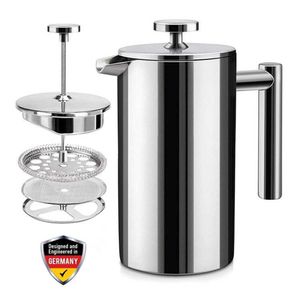 350/800/1000 ML français acier inoxydable écran Double paroi percolateur cafetière thé presse expresso machine