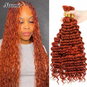 350# Deep Wave Braiding Human Hair Bulk 100GPC voor Micro -vlechten diep krullend nat en golvende haakboho Boho Braids Ginger Color 99J 240408