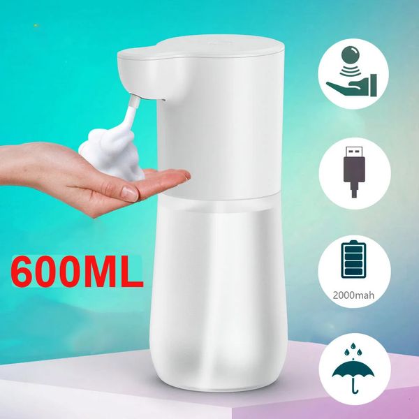 Distributeur automatique de savon à capteur sans contact de 350 à 600ml, mousse, chargement USB, lave-mains liquide à infrarouge intelligent, 240105