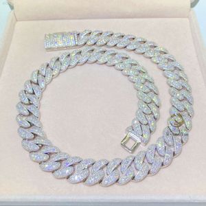 350G BUSSDOWN 18MM 3ROWS SOLID Sterling Sier VVS Moissanite Miami Cuban Link Chain