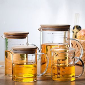 350 ml 500 ml verre gradué couvercle en bois boisson tasse à café cuisine laboratoire tasse à mesurer jus transparent lait tasses à thé BH6085 TYJ