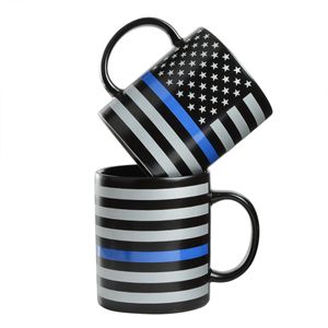 350 ml Línea azul EE. UU. Policía Tazas Línea azul Taza Taza de leche de café de cerámica Trump Vasos de café Empuñadura Tazas de cerámica GGA3667-5