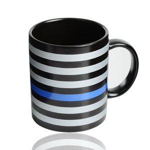 350 ml Línea Azul EE. UU. Tazas de policía Taza de línea azul Taza de leche de café de cerámica Vasos de café Trump Tazas de cerámica con asa GGA3667-8