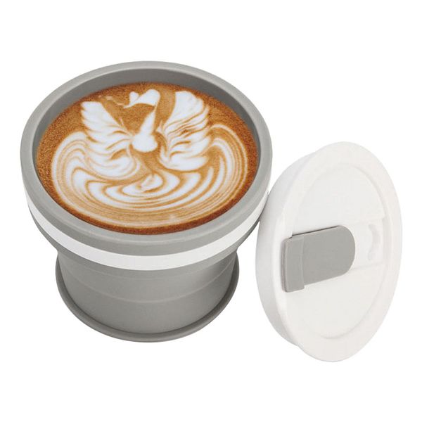 Tazas de café de 350ML, taza plegable de silicona, taza plegable de viaje, libre de BPA, taza de agua potable de calidad alimentaria, tazas de té y café