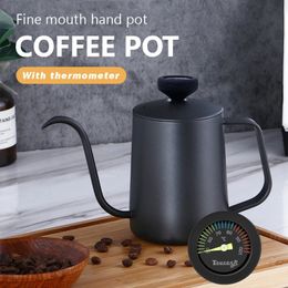 Take à café de café Kettle 350 ml avec thermomètre pour un revêtement antiadhésif Aliments en acier inoxydable Mouth-bouche colonière 240410