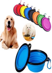 350 ml grand chien pliable chat pliant en silicone bol de chiot portable contenant de nourriture en plein air