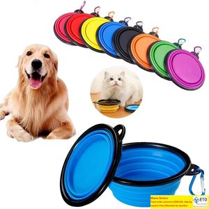 350ML Large Collapsible Dog Cat Folding Silicone Bowl Portable Puppy Food Container Outdoor Feeder Dish Bowl Dog accessorie