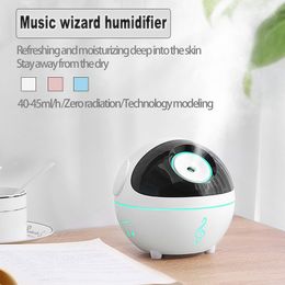 350ml Mini Light Music Mute Quiet Air Humidificateur Diffuseur Mist humidificateurs Hydrater la peau Boule Robot Design Sommeil pour la maison de voiture Chambre