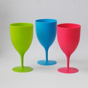 350 ml Plastic Bier Cup Wijn Pint Glas Mokken Stemless Wijnen Tumbler 6 Stks / Pack Kleurrijke Frosted PP Goblet SN2543