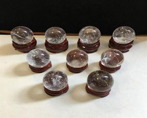 3538 mm Natural Clear Quartz Sphère Crystal Ball Crafts Gemstone Healing Reiki W Stand237G5433019