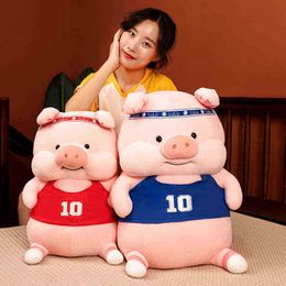 3570Cm beau cochon câlin mode animal sport cochon avec vêtements de basket-ball poupée rempli oreiller enfants anniversaire cadeau de Noël J220729