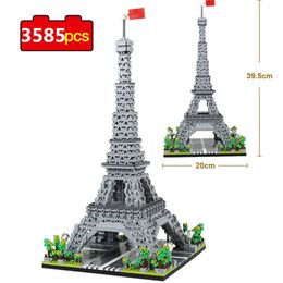 3585 pièces modèle d'architecture mondiale blocs de Construction Paris tour Eiffel diamant Micro briques de Construction bricolage jouets pour enfants cadeau 220527