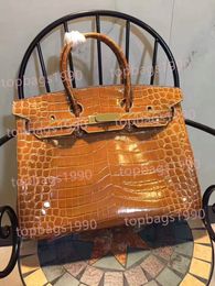 35cm 30cm 25cm Cowskin Alligator Femmes Totes Fashion Designer Sacs d'épalsine Super Soft Cow Hide Gentine cuir Lady Handbag Factory Factory Wholesale Gold